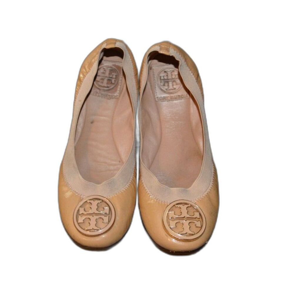 Tory Burch Carolina Tan Patent Leather Ballet Flats Size 5 shoes